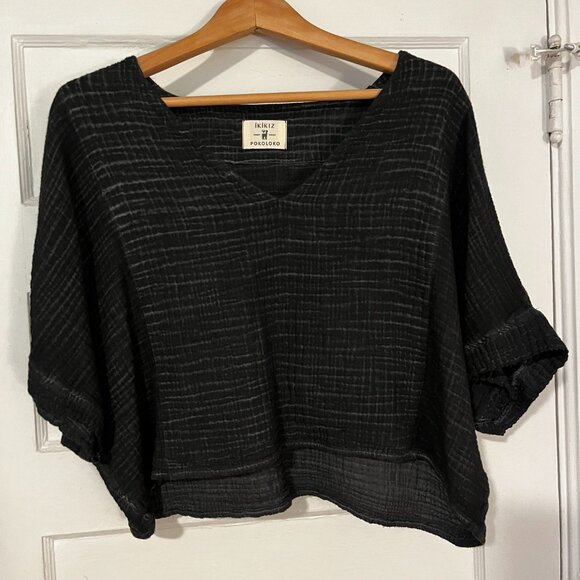 Pokoloko Crinkle Crop Top Black - Picture 1 of 5